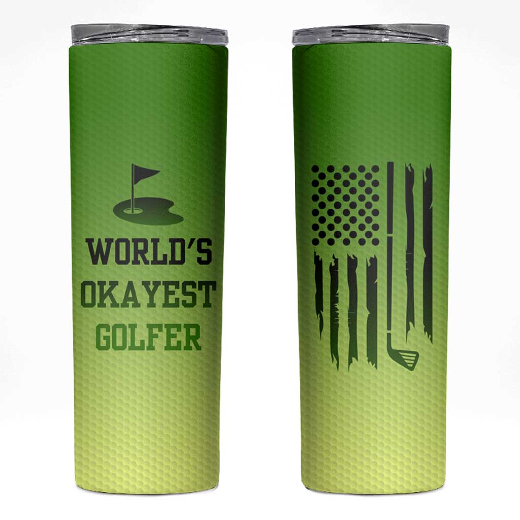 Gifts for Golf Player Skinny Tumbler World's Okayest Golfer