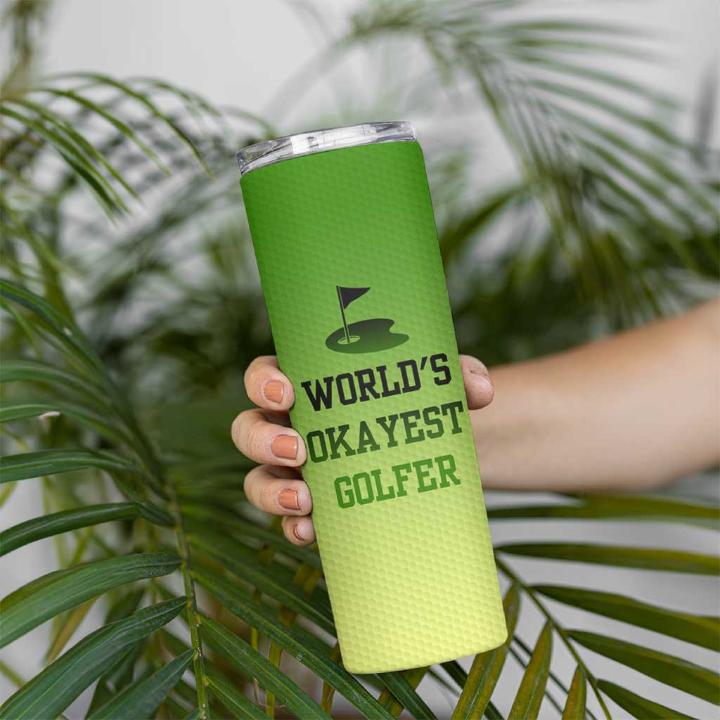 Gifts for Golf Player Skinny Tumbler World's Okayest Golfer