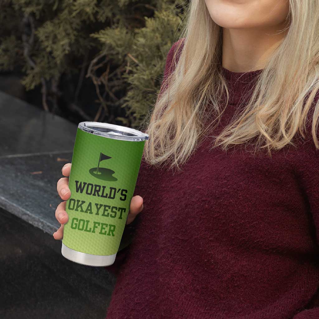 Gifts for Golf Player Tumbler Cup World's Okayest Golfer