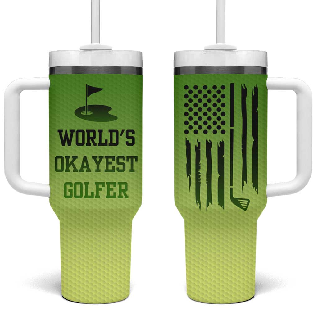 Gifts for Golf Player Tumbler With Handle World's Okayest Golfer