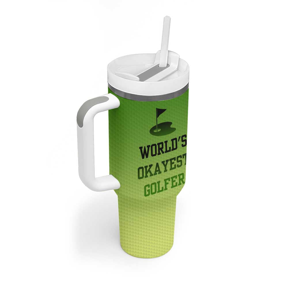 Gifts for Golf Player Tumbler With Handle World's Okayest Golfer