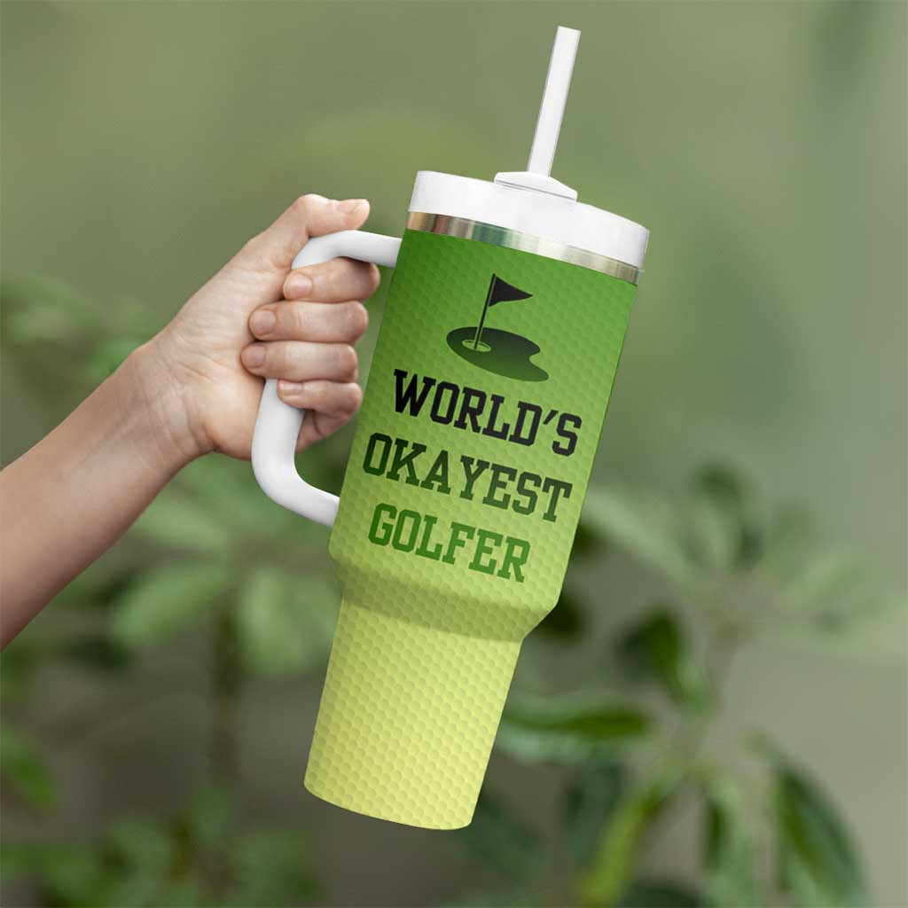 Gifts for Golf Player Tumbler With Handle World's Okayest Golfer