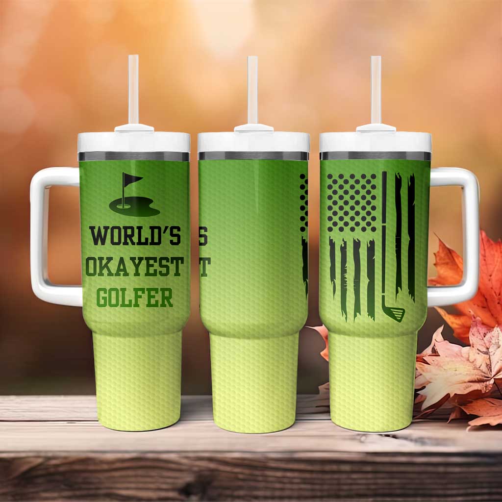 Gifts for Golf Player Tumbler With Handle World's Okayest Golfer