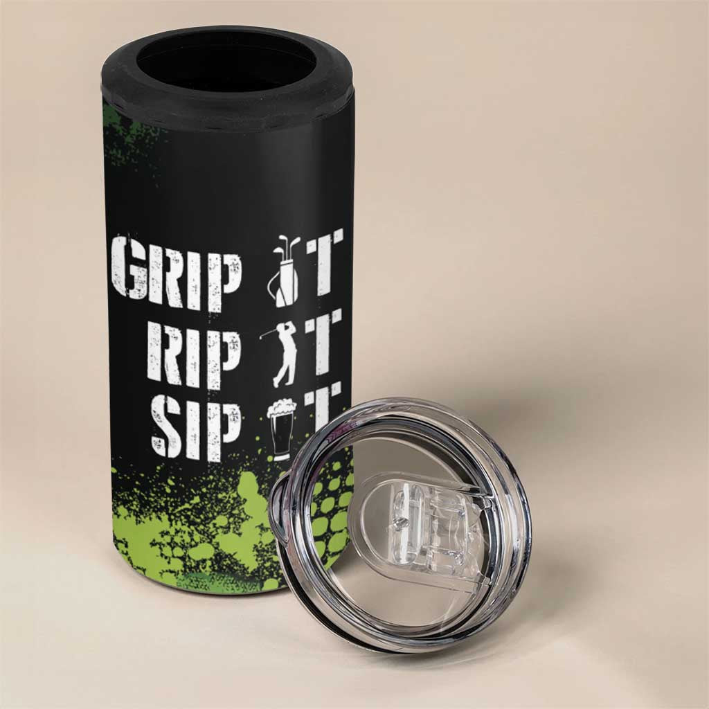 Personalized Funny Golf Player 4 in 1 Can Cooler Tumbler Custom Name Grip It Rip It Sip It Beer Drinking