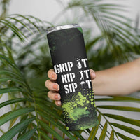Personalized Funny Golf Player Skinny Tumbler Custom Name Grip It Rip It Sip It Beer Drinking