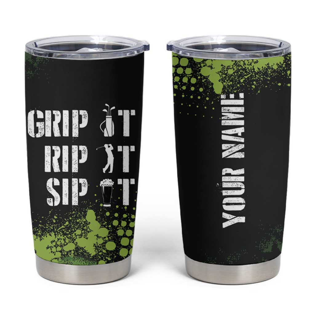Personalized Funny Golf Player Tumbler Cup Custom Name Grip It Rip It Sip It Beer Drinking