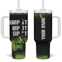 Personalized Funny Golf Player Tumbler With Handle Custom Name Grip It Rip It Sip It Beer Drinking