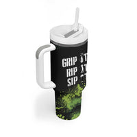 Personalized Funny Golf Player Tumbler With Handle Custom Name Grip It Rip It Sip It Beer Drinking