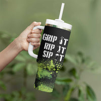 Personalized Funny Golf Player Tumbler With Handle Custom Name Grip It Rip It Sip It Beer Drinking
