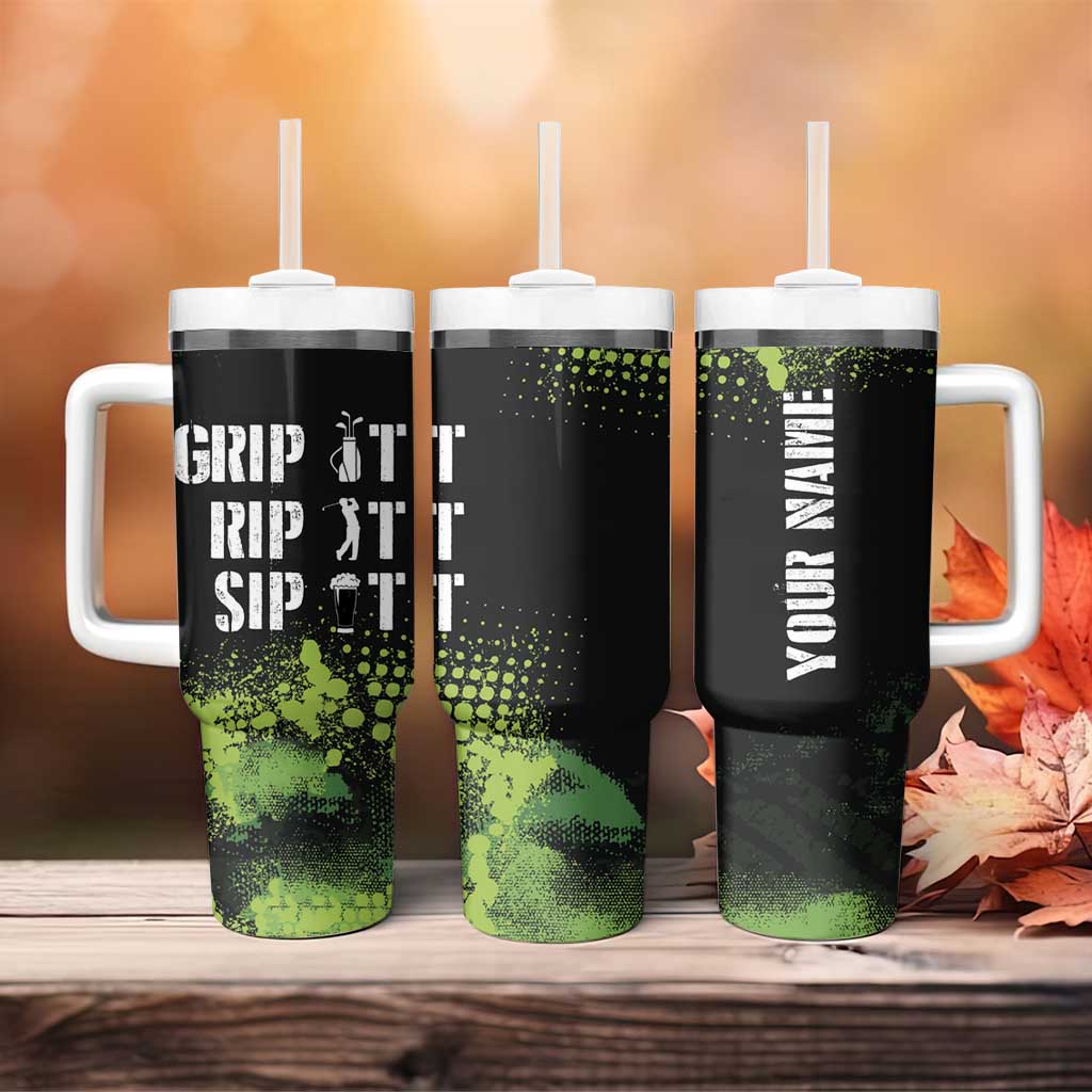 Personalized Funny Golf Player Tumbler With Handle Custom Name Grip It Rip It Sip It Beer Drinking