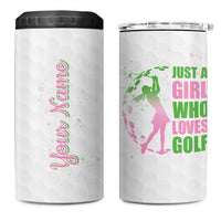 Personalized Golf Player 4 in 1 Can Cooler Tumbler Custom Name Just A Girl Who Loves Golf