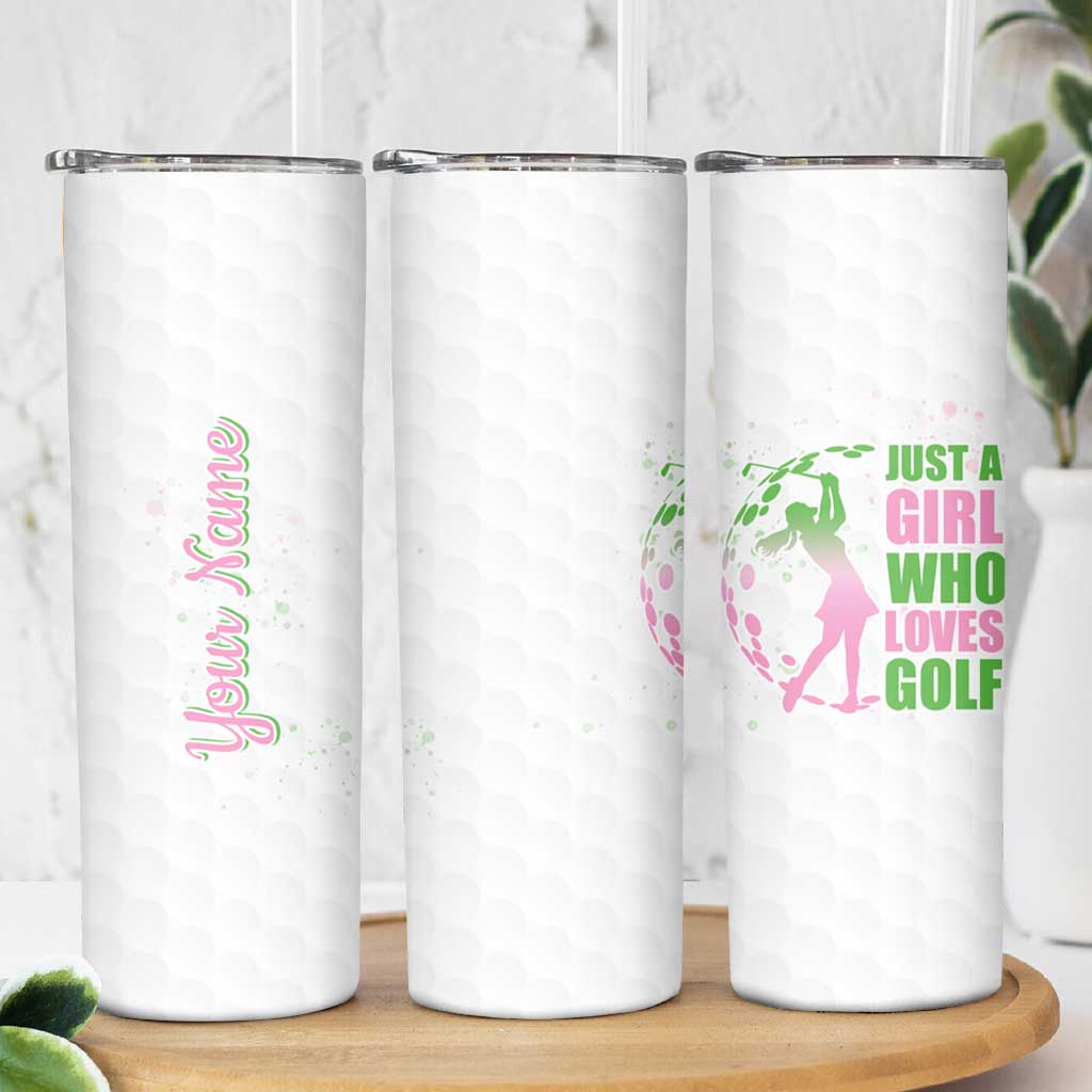 Personalized Golf Player Skinny Tumbler Custom Name Just A Girl Who Loves Golf