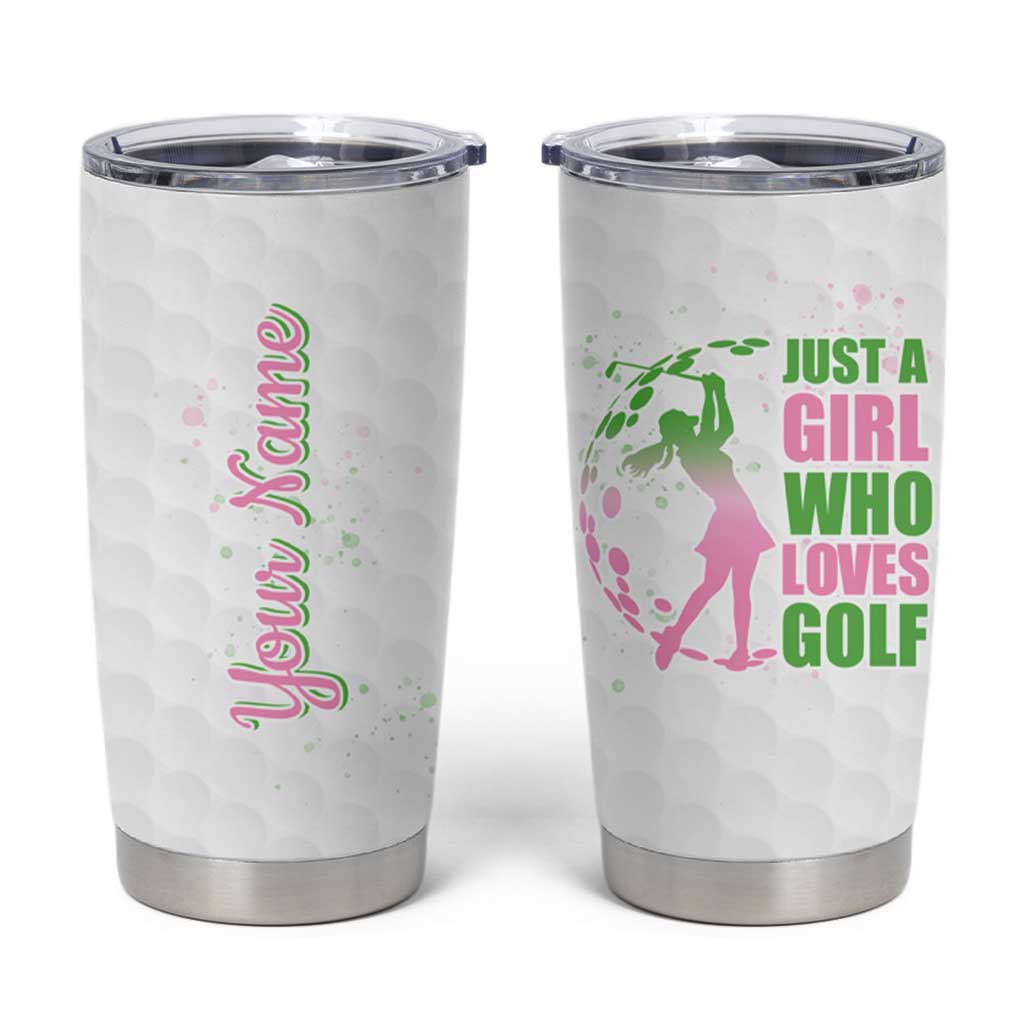 Personalized Golf Player Tumbler Cup Custom Name Just A Girl Who Loves Golf