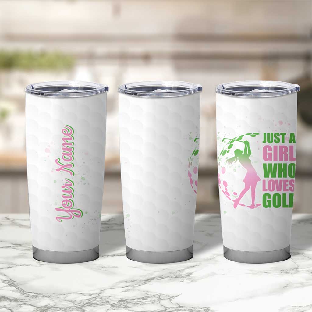 Personalized Golf Player Tumbler Cup Custom Name Just A Girl Who Loves Golf