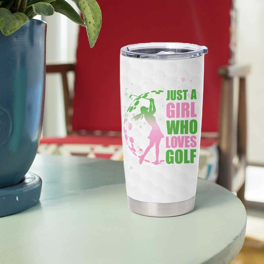 Personalized Golf Player Tumbler Cup Custom Name Just A Girl Who Loves Golf