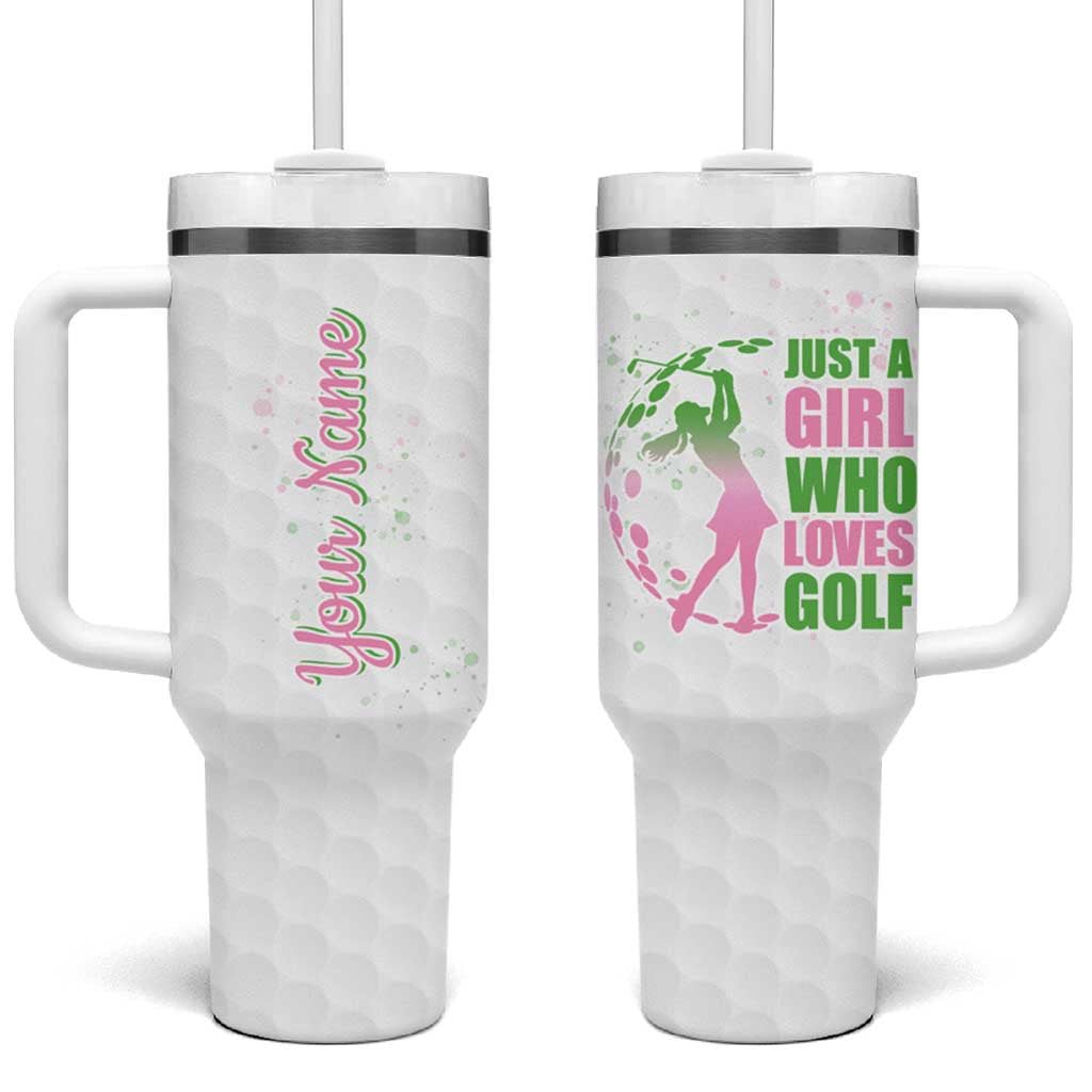 Personalized Golf Player Tumbler With Handle Custom Name Just A Girl Who Loves Golf