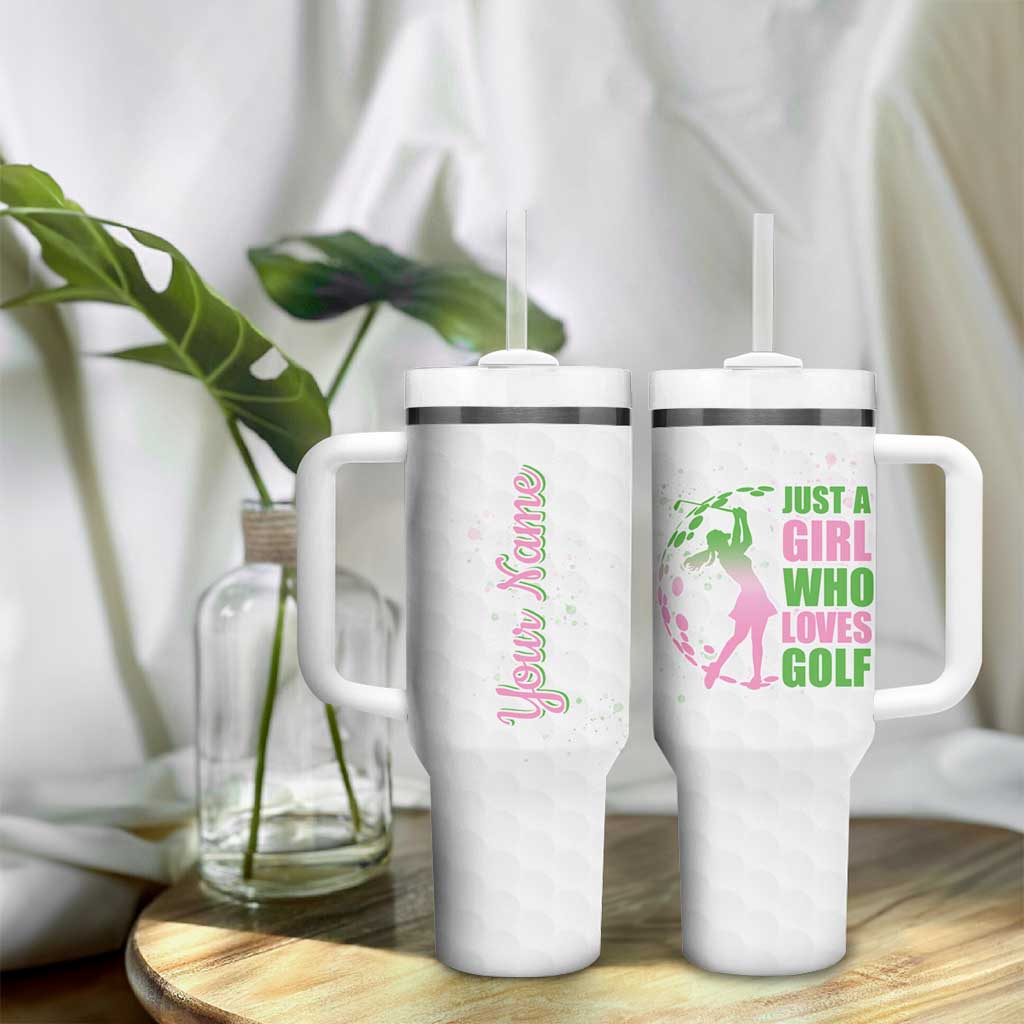 Personalized Golf Player Tumbler With Handle Custom Name Just A Girl Who Loves Golf