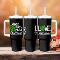 Personalized Pickleball Player Tumbler With Handle Custom Name It's A Good Day To Play Pickleball