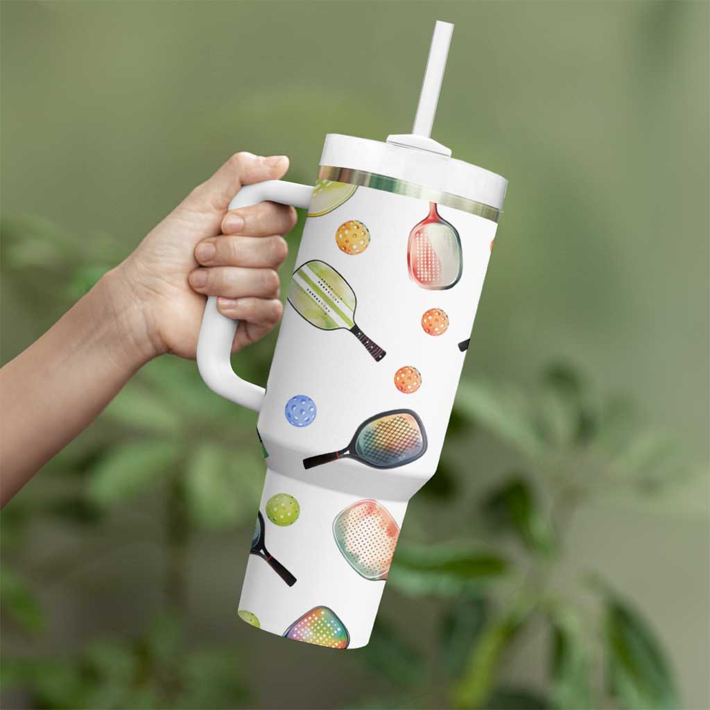 Personalized Pickleball Player Tumbler With Handle Custom Name Pickle Ball Lover