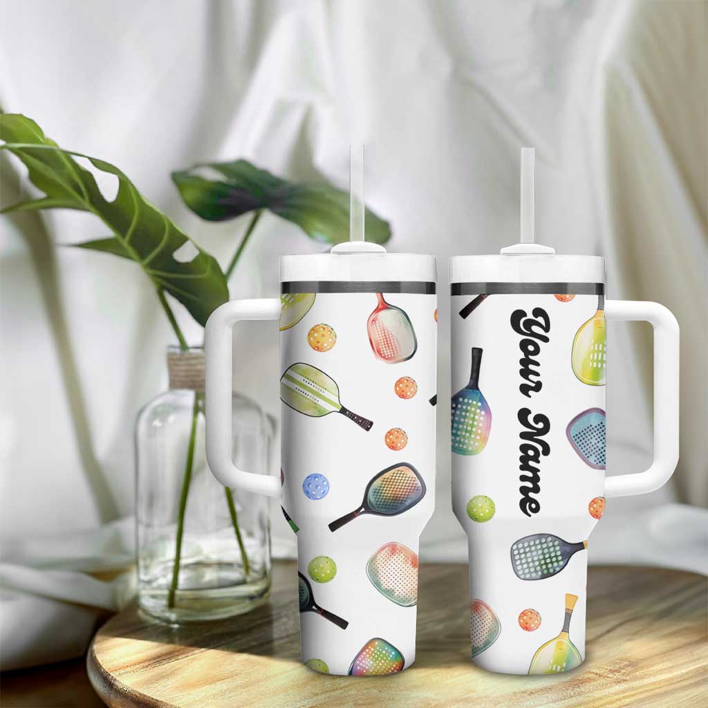 Personalized Pickleball Player Tumbler With Handle Custom Name Pickle Ball Lover