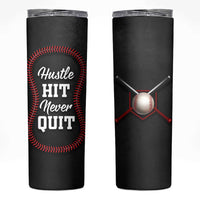 Gifts for Baseball Lover Skinny Tumbler Hustle Hit Never Quit