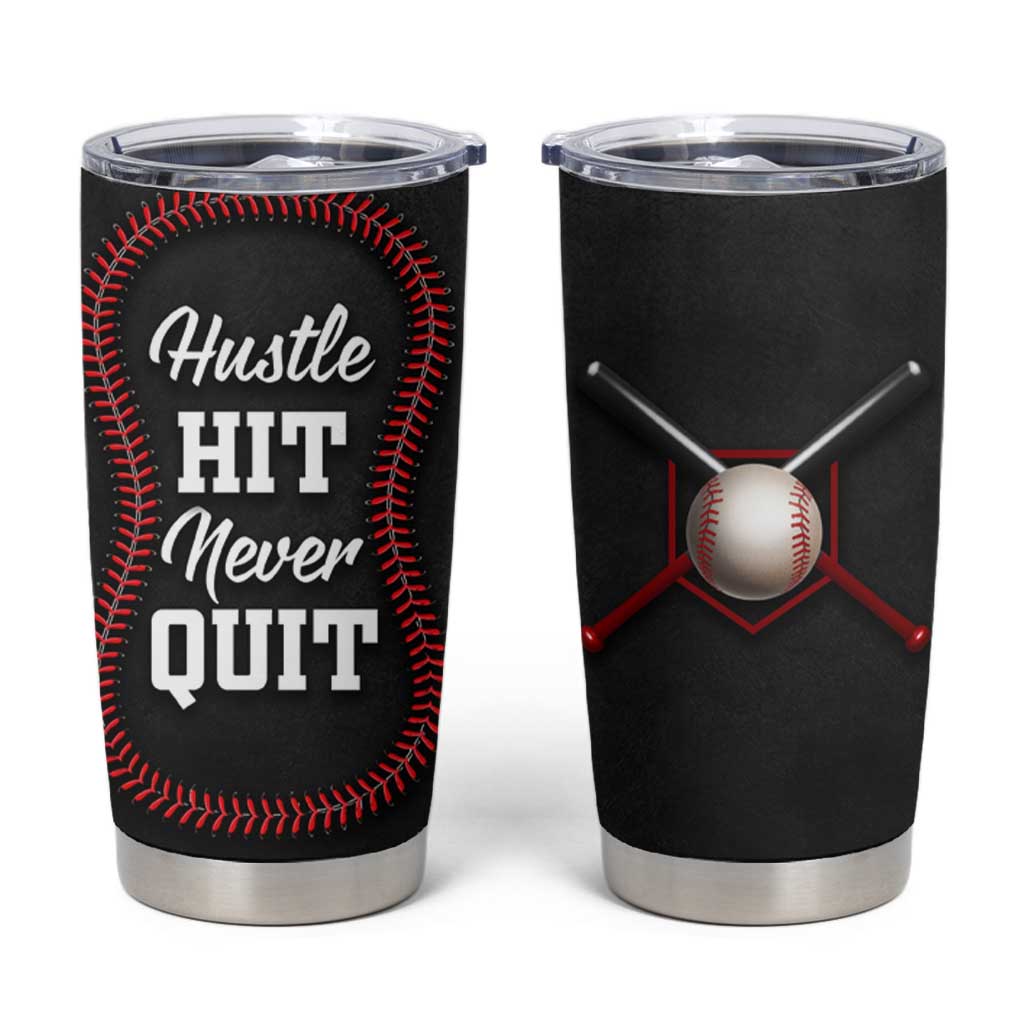 Gifts for Baseball Lover Tumbler Cup Hustle Hit Never Quit