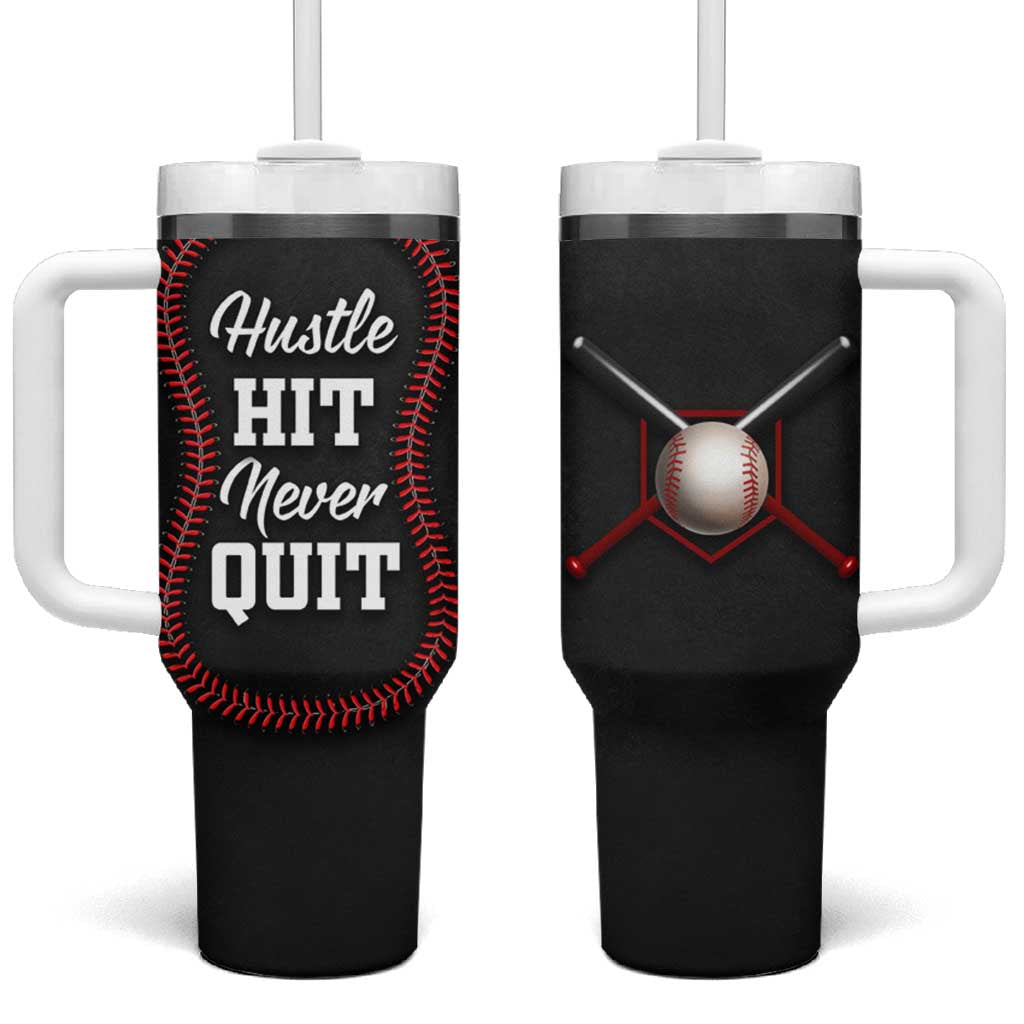 Gifts for Baseball Lover Tumbler With Handle Hustle Hit Never Quit
