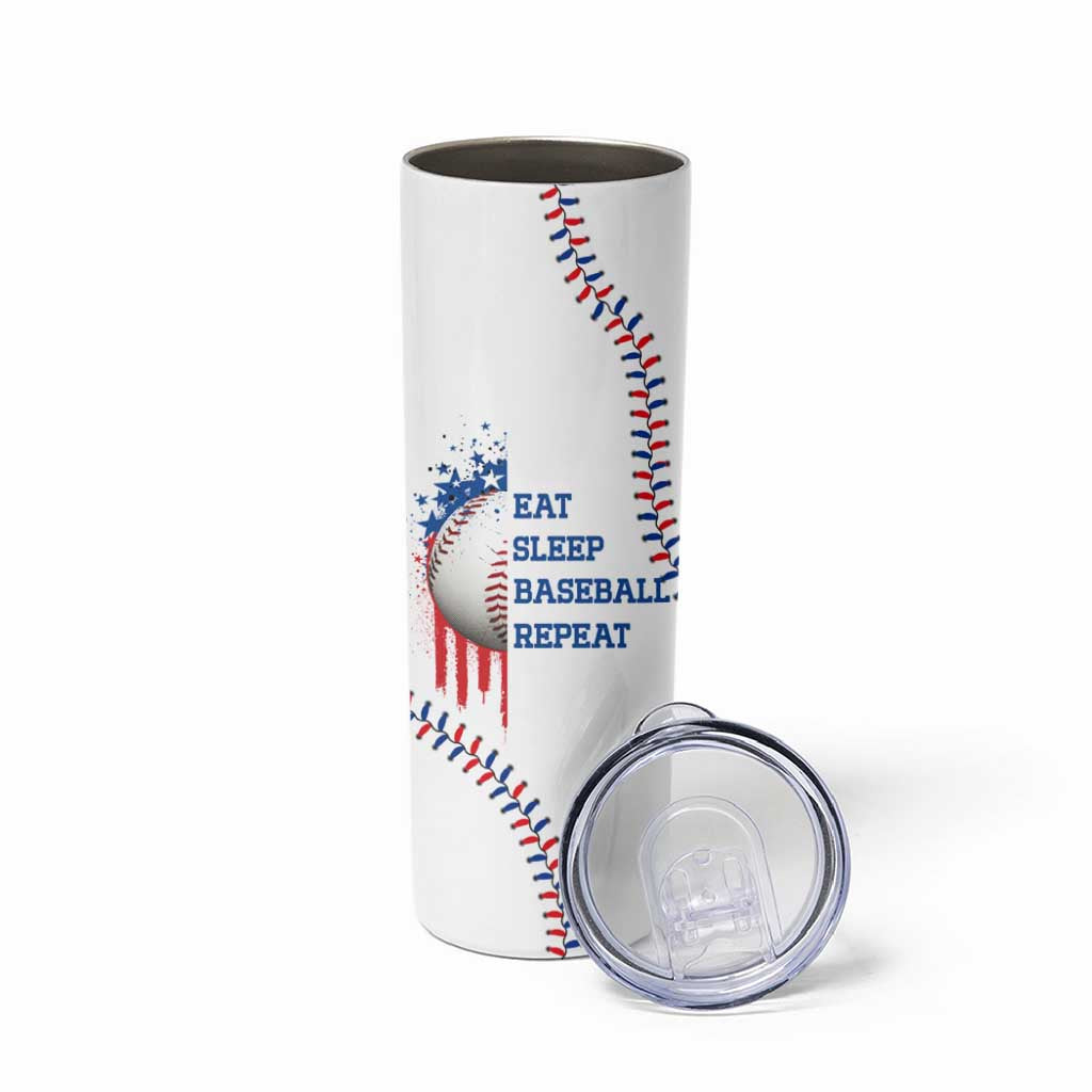 Gifts for Baseball Lover Skinny Tumbler Eat Sleep Baseball Repeat