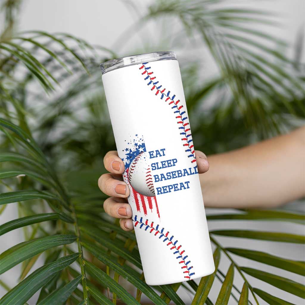 Gifts for Baseball Lover Skinny Tumbler Eat Sleep Baseball Repeat