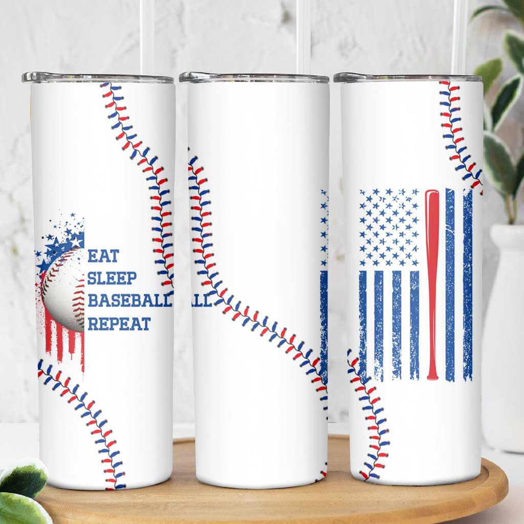 Gifts for Baseball Lover Skinny Tumbler Eat Sleep Baseball Repeat