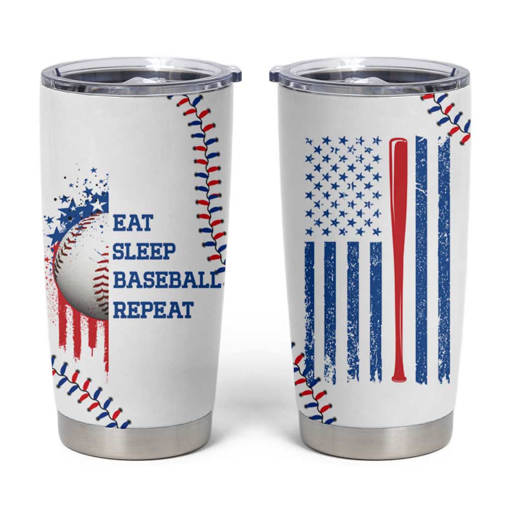 Gifts for Baseball Lover Tumbler Cup Eat Sleep Baseball Repeat