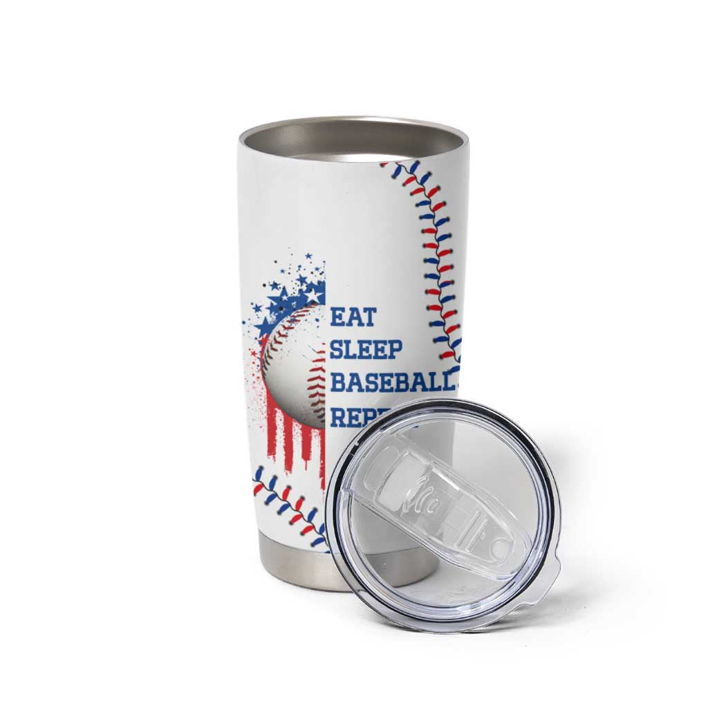 Gifts for Baseball Lover Tumbler Cup Eat Sleep Baseball Repeat