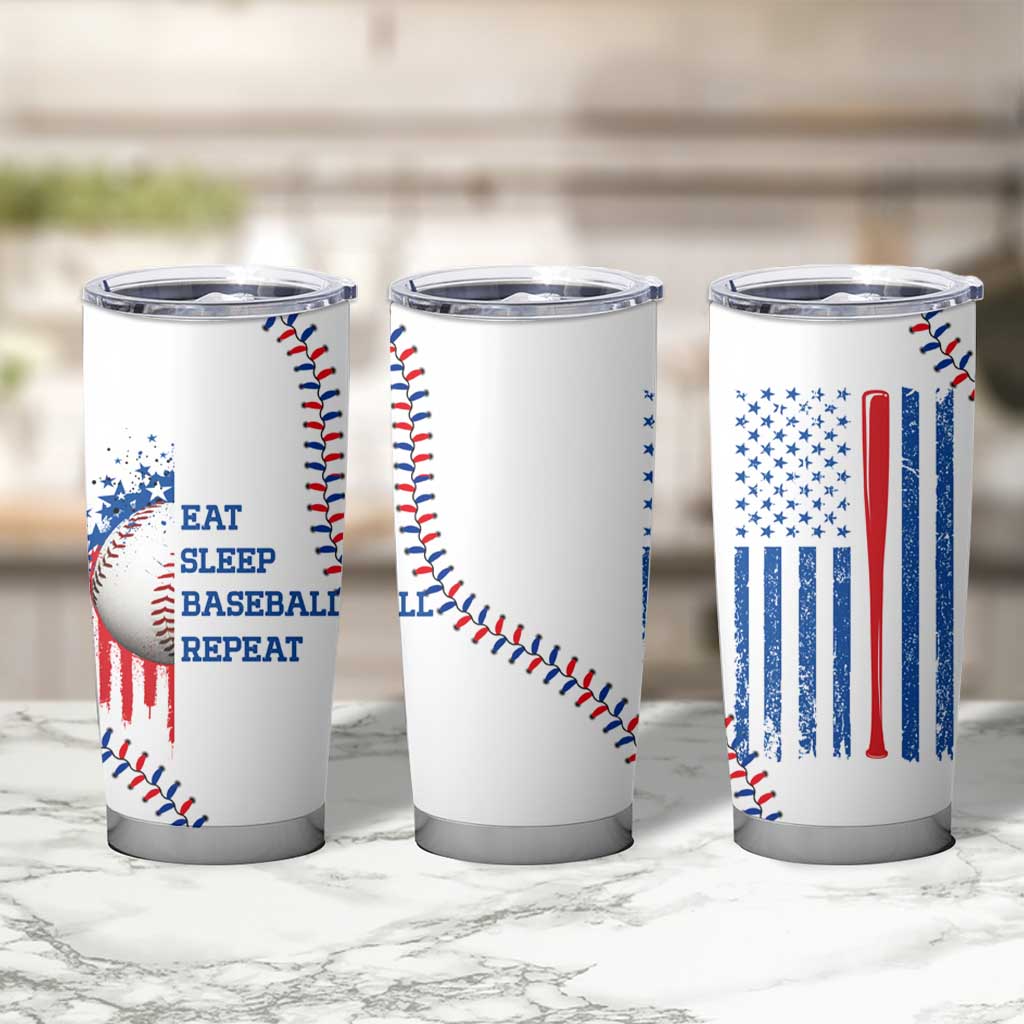 Gifts for Baseball Lover Tumbler Cup Eat Sleep Baseball Repeat