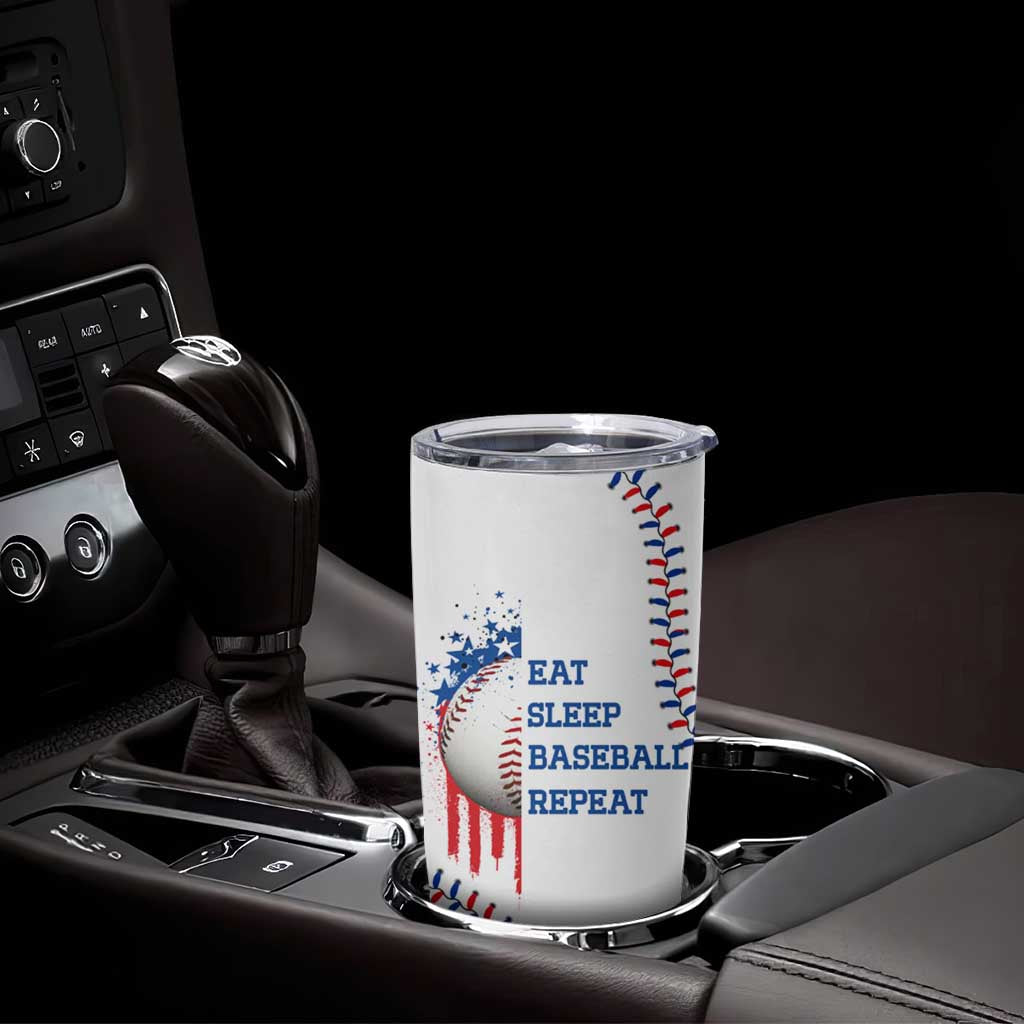 Gifts for Baseball Lover Tumbler Cup Eat Sleep Baseball Repeat