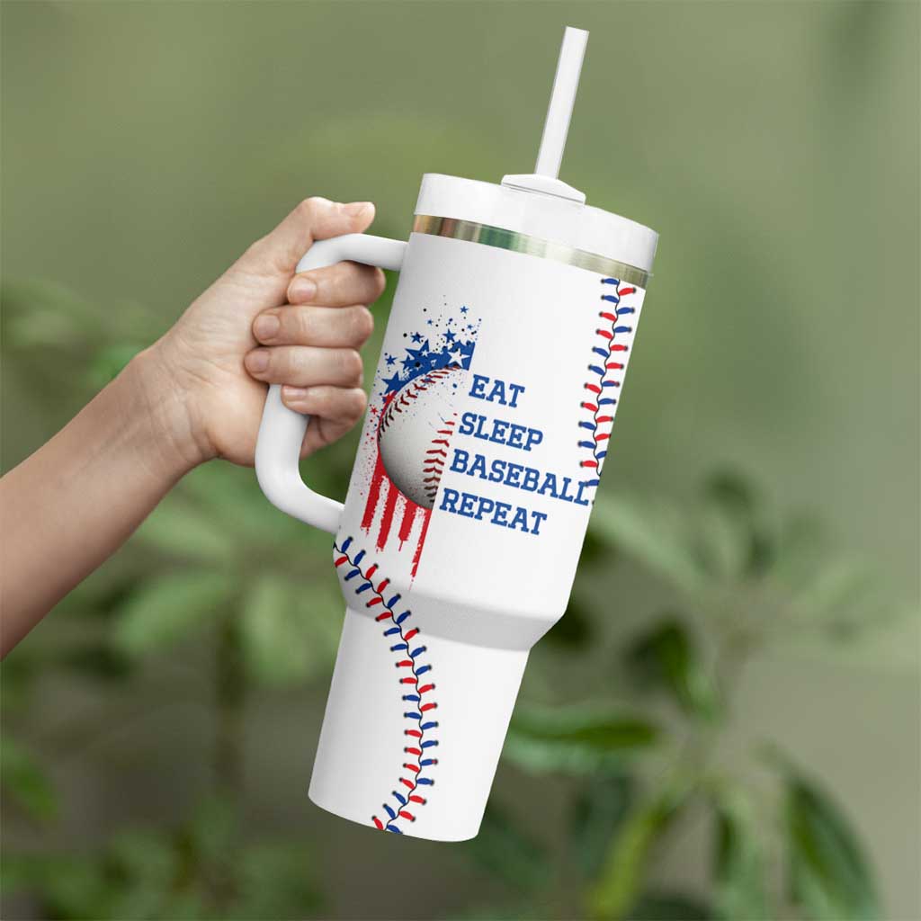 Gifts for Baseball Lover Tumbler With Handle Eat Sleep Baseball Repeat