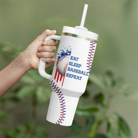 Gifts for Baseball Lover Tumbler With Handle Eat Sleep Baseball Repeat