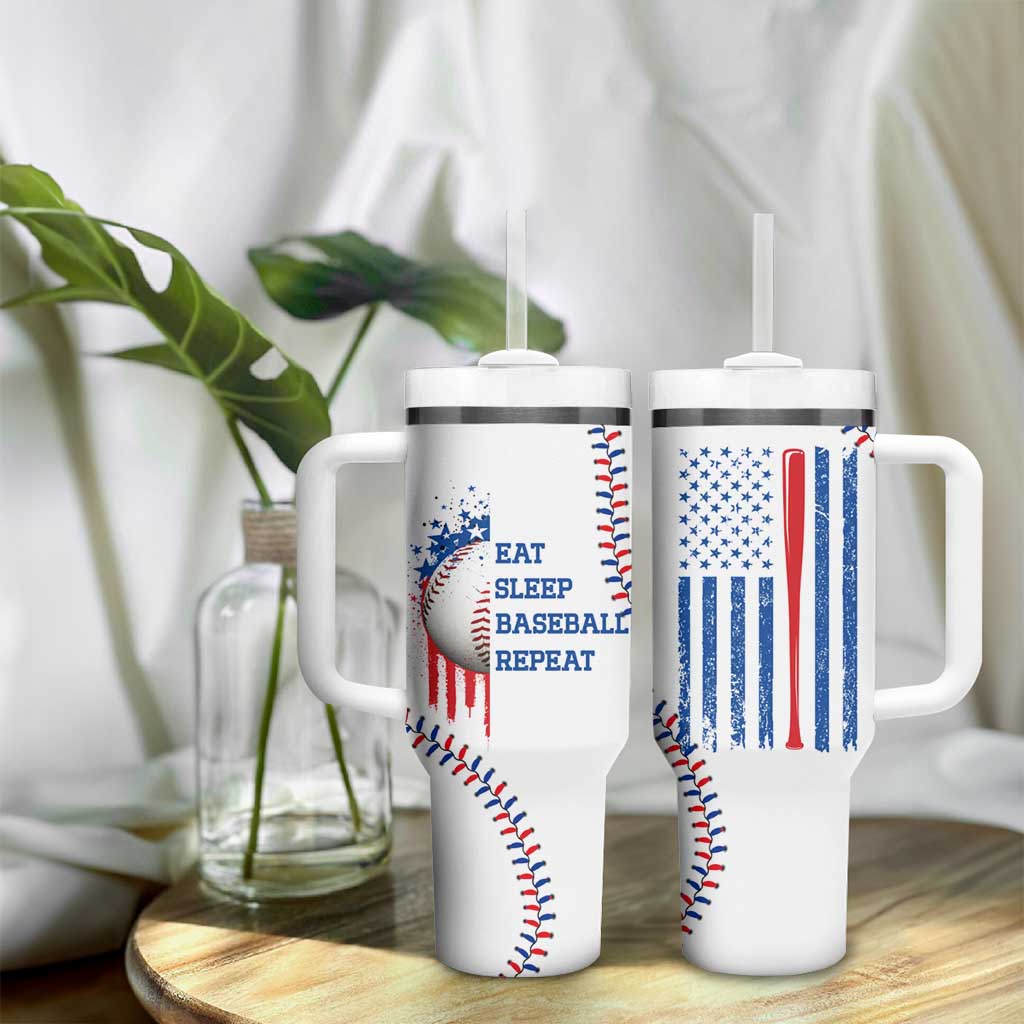 Gifts for Baseball Lover Tumbler With Handle Eat Sleep Baseball Repeat