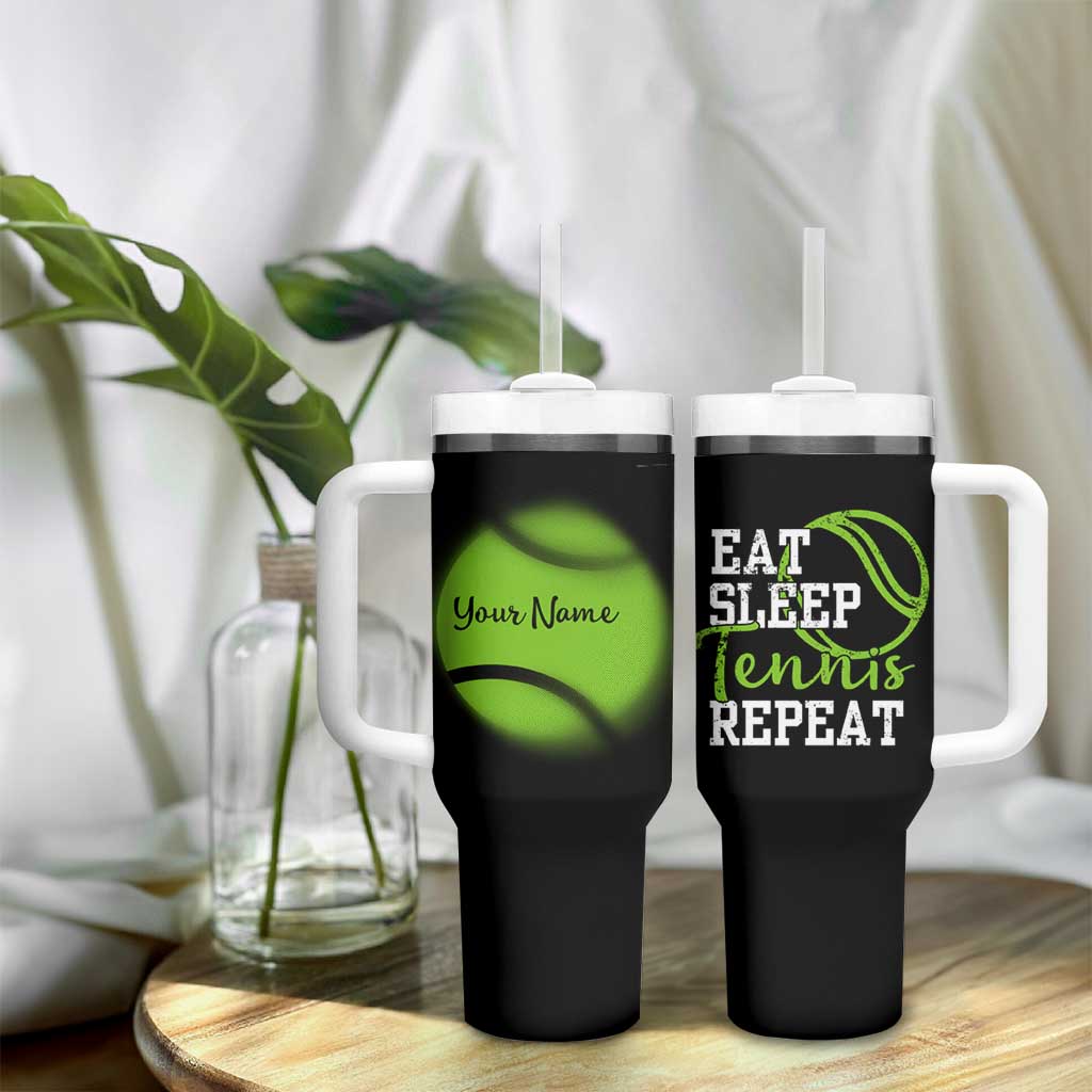 Personalized Tennis Player Tumbler With Handle Custom Name Eat Sleep Tennis Repeat