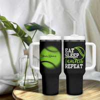 Personalized Tennis Player Tumbler With Handle Custom Name Eat Sleep Tennis Repeat