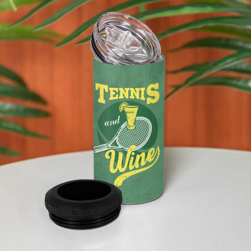 Gifts for Tennis Player 4 in 1 Can Cooler Tumbler Today's Good Mood Is Sponsored By Tennis And Wine