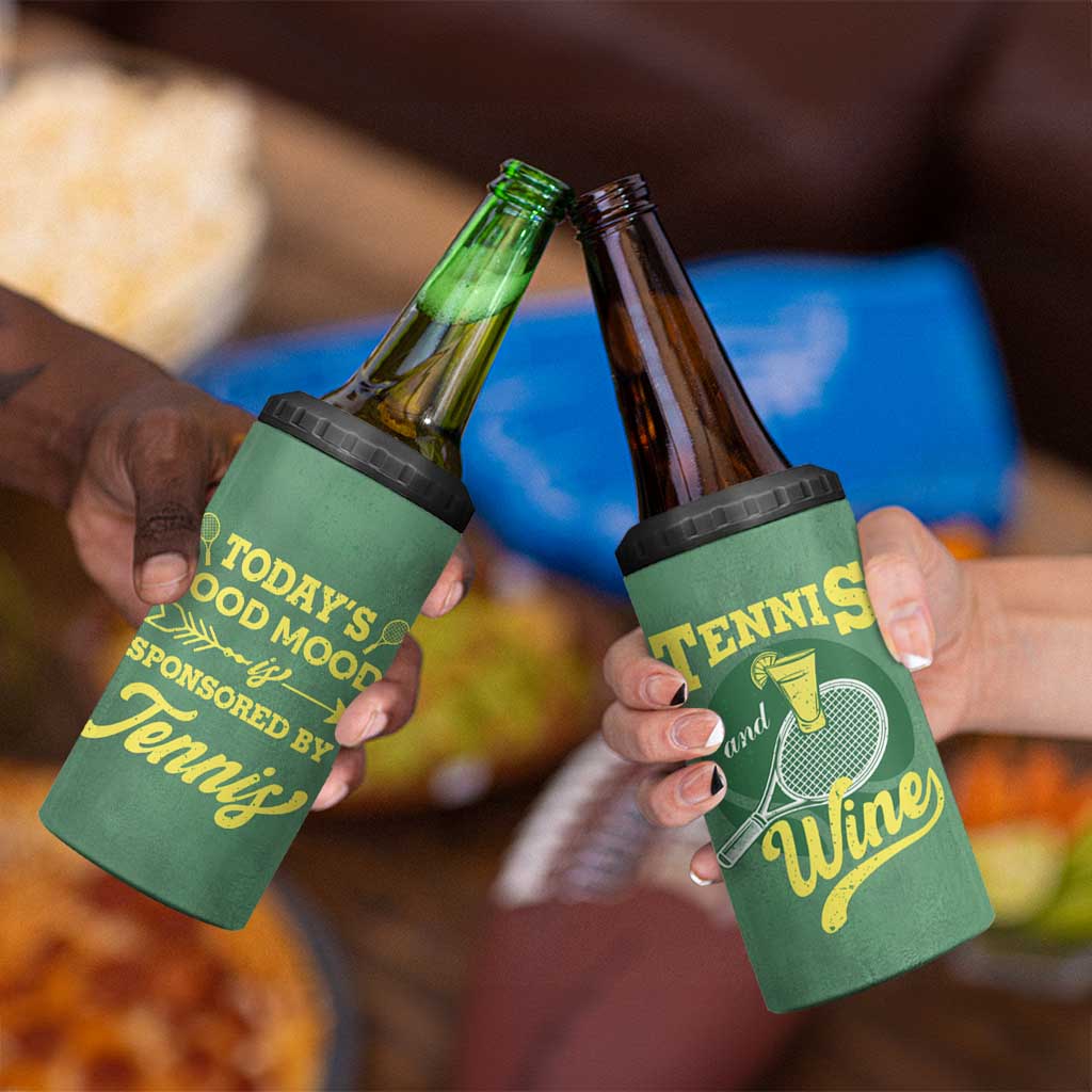 Gifts for Tennis Player 4 in 1 Can Cooler Tumbler Today's Good Mood Is Sponsored By Tennis And Wine