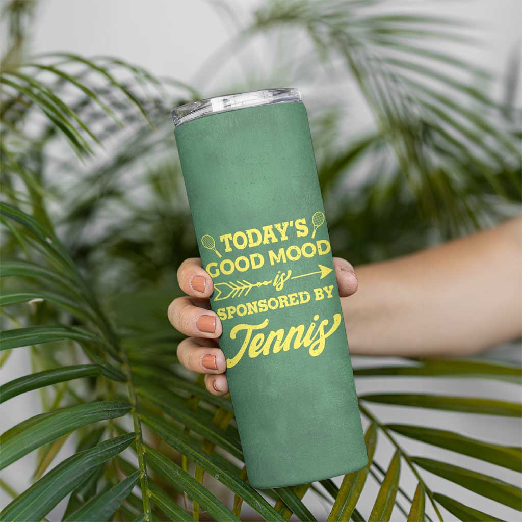 Gifts for Tennis Player Skinny Tumbler Today's Good Mood Is Sponsored By Tennis And Wine