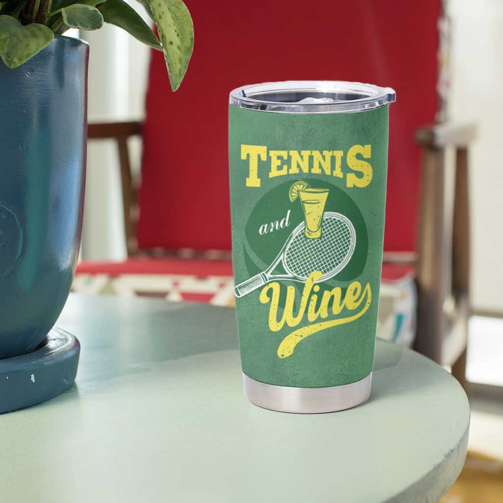 Gifts for Tennis Player Tumbler Cup Today's Good Mood Is Sponsored By Tennis And Wine