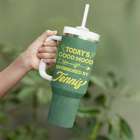 Gifts for Tennis Player Tumbler With Handle Today's Good Mood Is Sponsored By Tennis And Wine