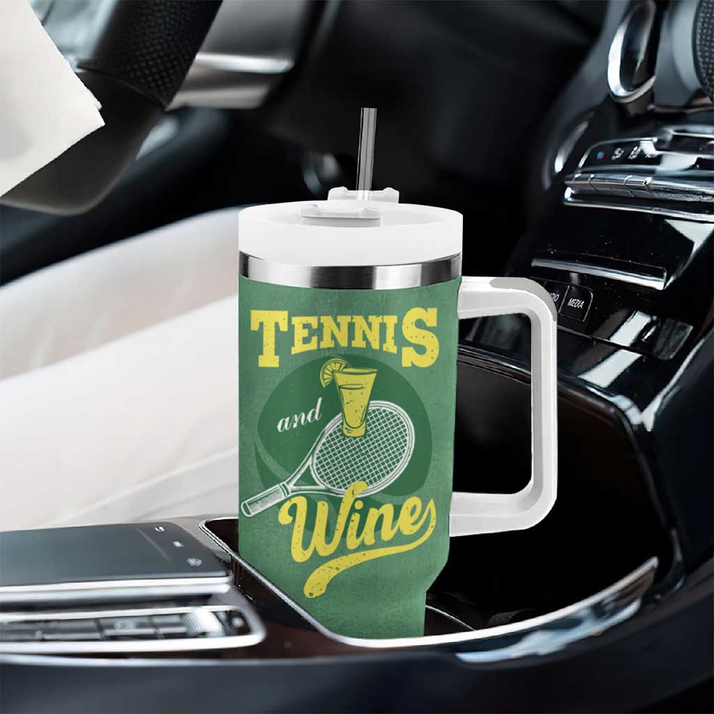 Gifts for Tennis Player Tumbler With Handle Today's Good Mood Is Sponsored By Tennis And Wine