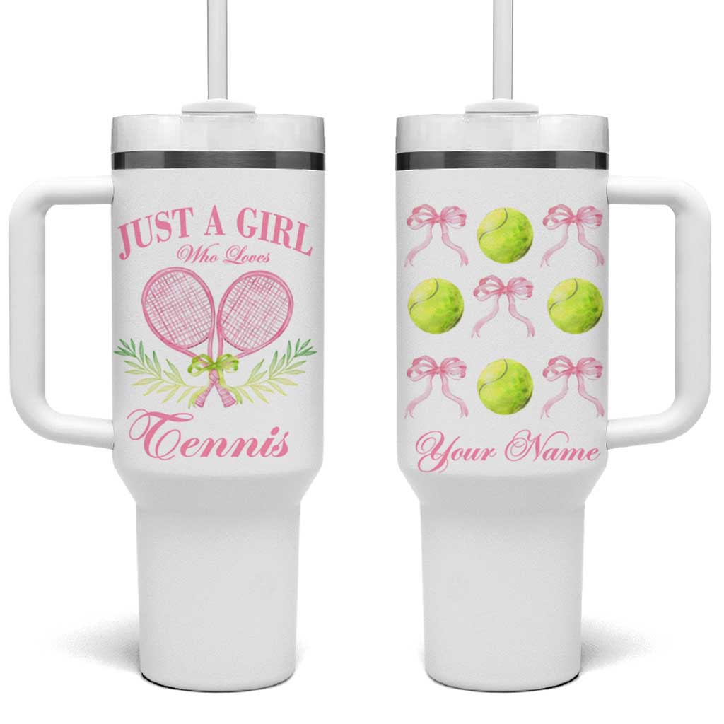 Personalized Tennis Player Tumbler With Handle Custom Name Just A Girl Who Loves Tennis