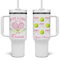 Personalized Tennis Player Tumbler With Handle Custom Name Just A Girl Who Loves Tennis