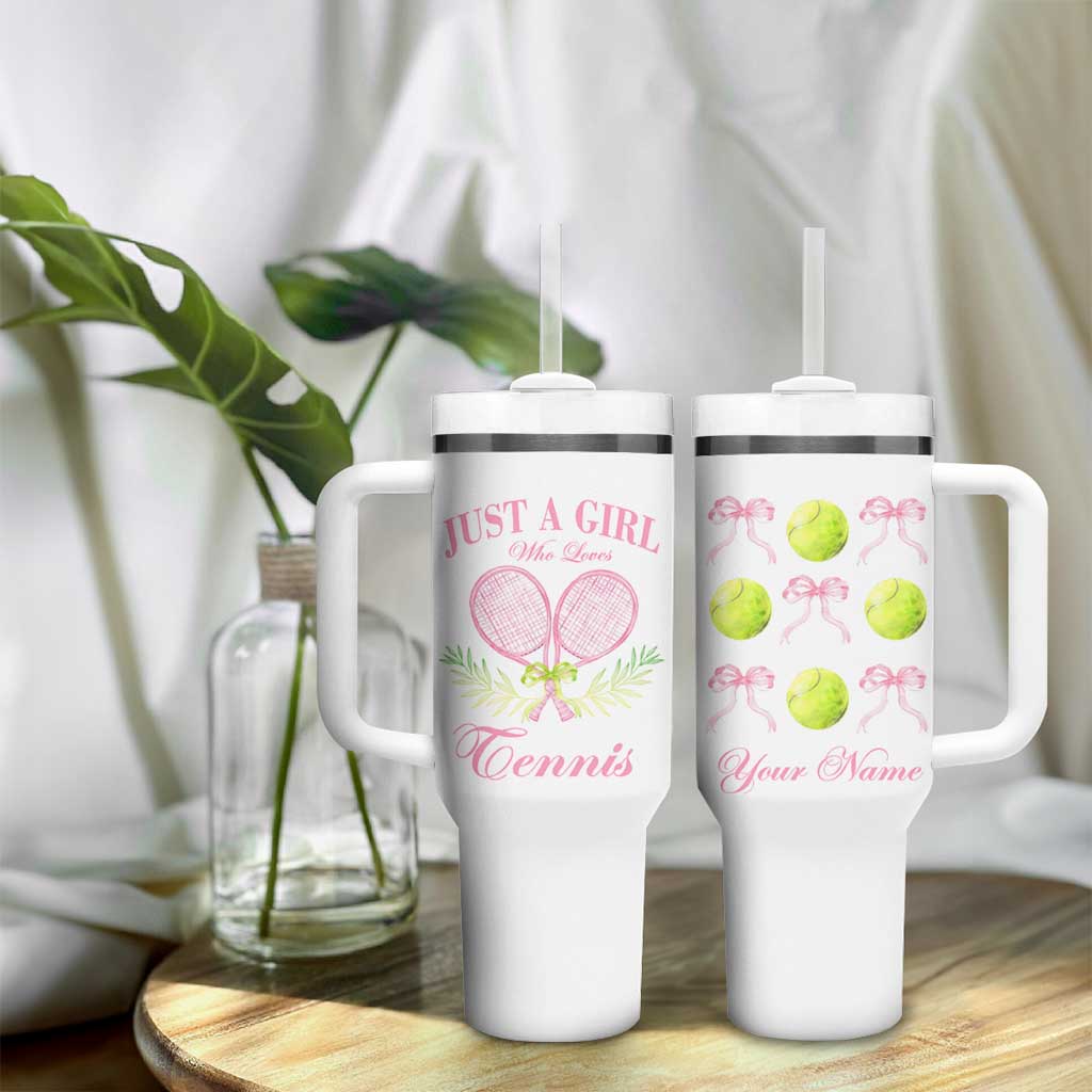 Personalized Tennis Player Tumbler With Handle Custom Name Just A Girl Who Loves Tennis