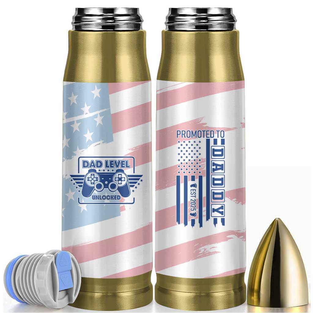 Gifts For New Dad Bullet Tumbler Promoted To Dad Est 2025 Dad Level Unlocked