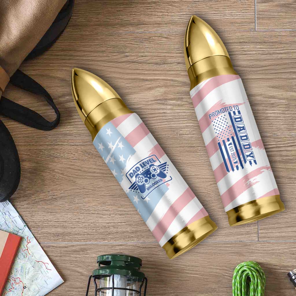 Gifts For New Dad Bullet Tumbler Promoted To Dad Est 2025 Dad Level Unlocked